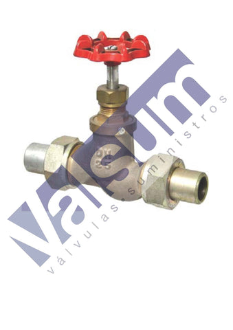 Válvula de asiento paso recto, con racores para soldar