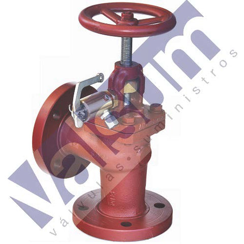 Válvula de asiento paso angular, cierre rápido, con bridas