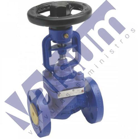 Válvula de interrupción de fuelle con bridas